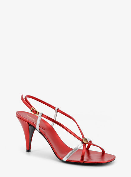Versace Metallic Leather Sandals With Medusa Logo On The Front