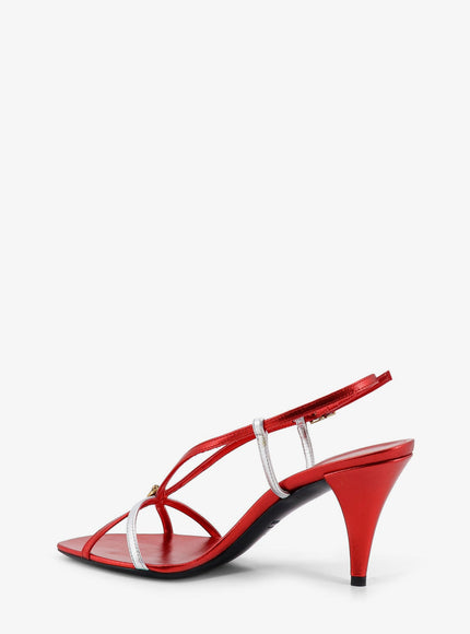 Versace Metallic Leather Sandals With Medusa Logo On The Front