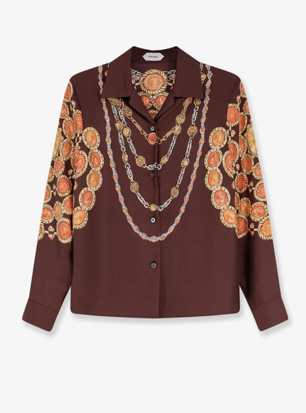 Versace Multicolor Silk Shirt Chocolateamber