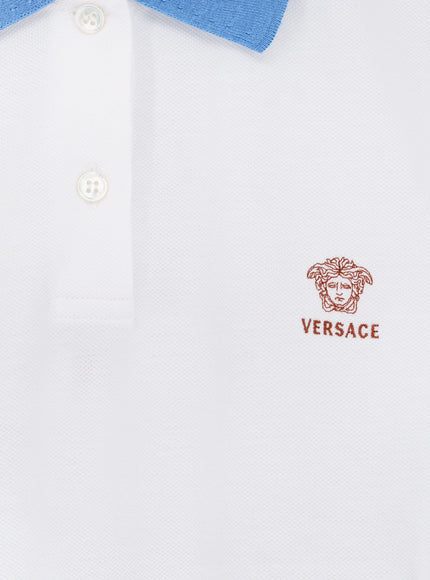 Versace Cotton Polo Shirt With Medusa Embroidery