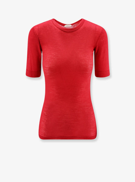 Versace Ribbed Cotton T-Shirt Lipstickred