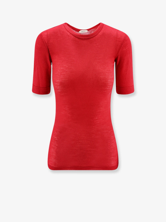 Versace Ribbed Cotton T-Shirt Lipstickred
