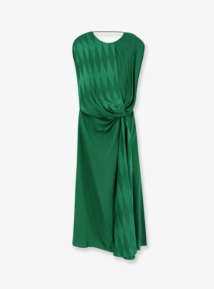 Versace Cocktail Viscose And Silk Dress Emerald