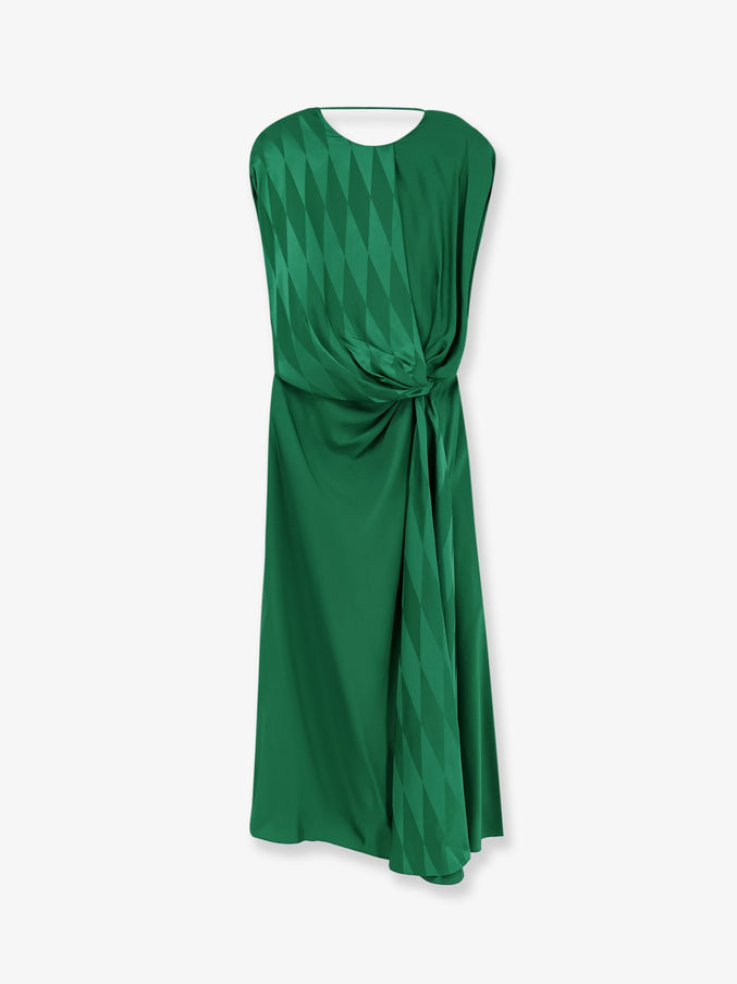 Versace Cocktail Viscose And Silk Dress Emerald