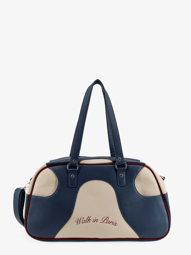 Walk In Paris Leather Crossbody Bag With Embroidered Logo On The Front Uni Bleu