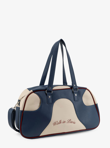 Walk In Paris Leather Crossbody Bag With Embroidered Logo On The Front