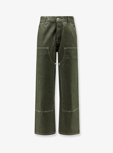 Walk In Paris Double Knee Green Denim Trousers Green Cotton