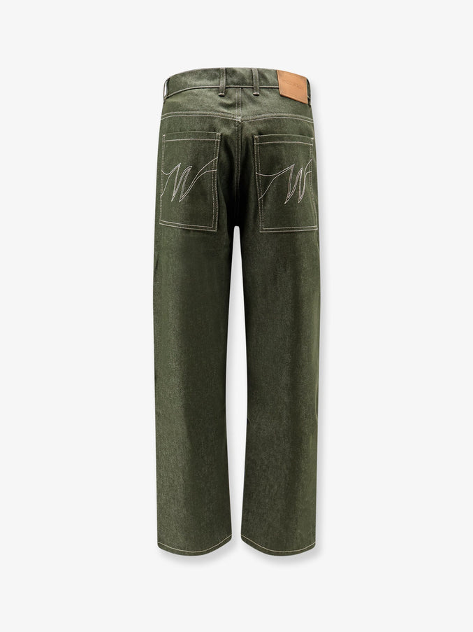 Walk In Paris Double Knee Green Denim Trousers