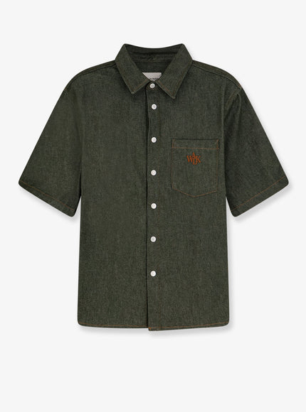 Walk In Paris Green Denim Shirt Green Cotton