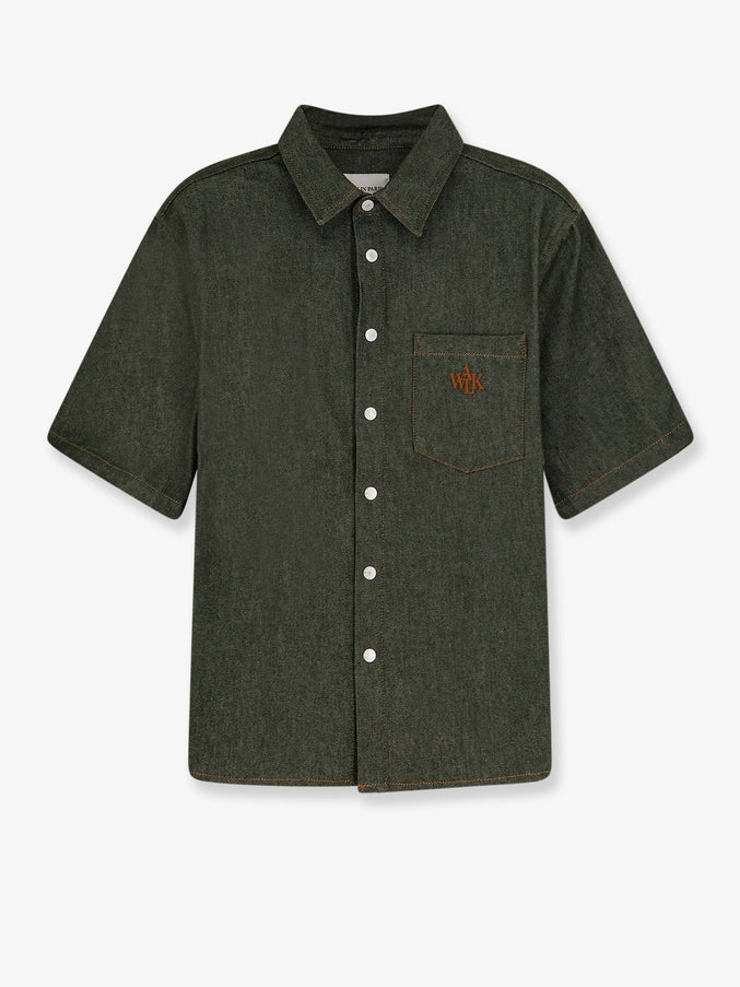 Walk In Paris Green Denim Shirt Green Cotton