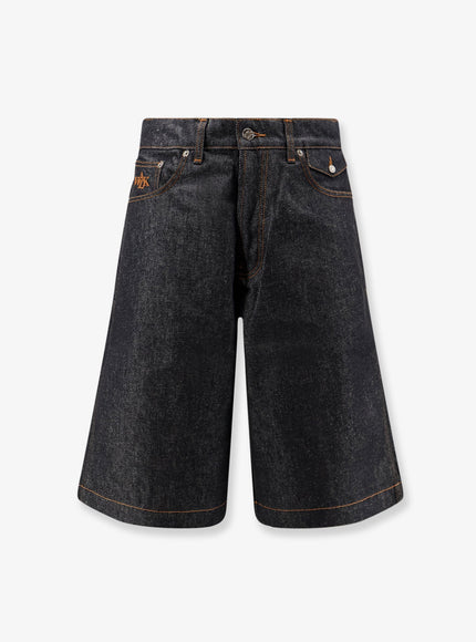 Walk In Paris Baggy Raw Denim Shorts Bleu