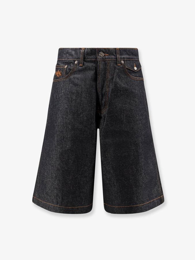Walk In Paris Baggy Raw Denim Shorts Bleu
