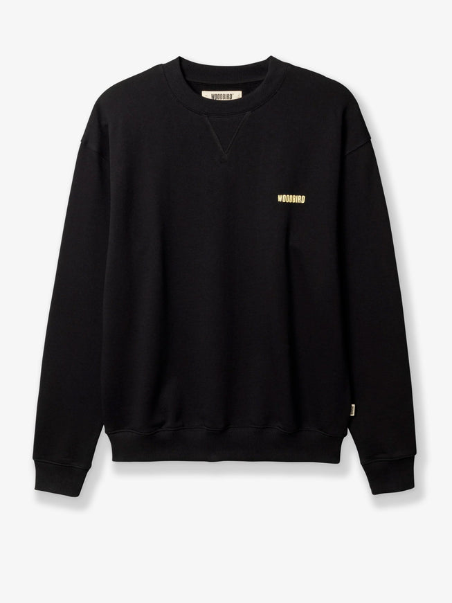 Woodbird Cotton Sweater With Front Logo Print Black