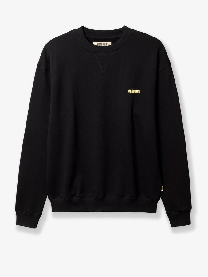 Woodbird Cotton Sweater With Front Logo Print Black
