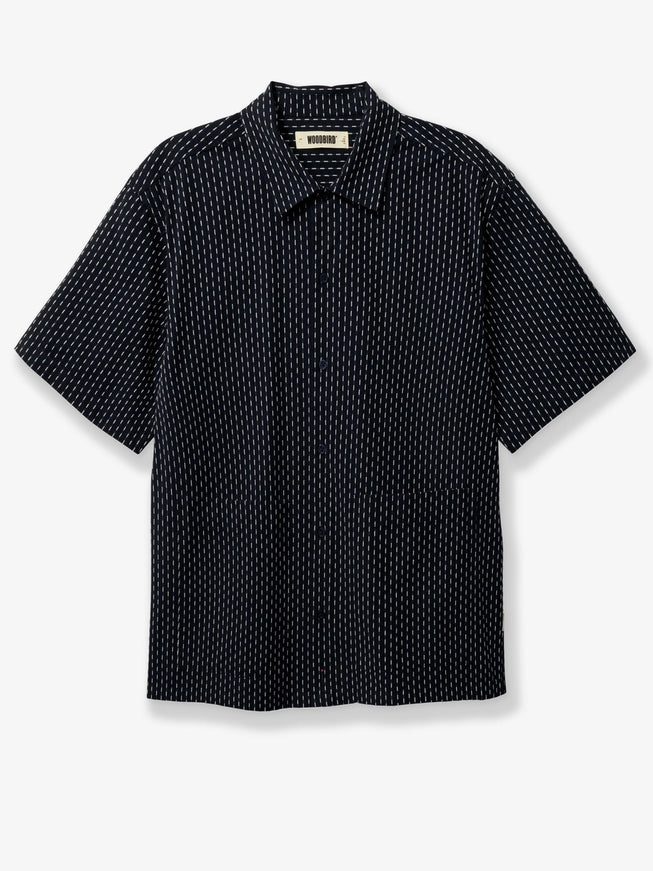 Woodbird Wbwang Shiko Cotton Shirt Dark Navy