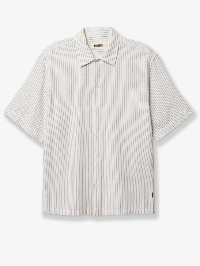 Woodbird Wbwang Linen And Cotton Blend Shirt White Stri