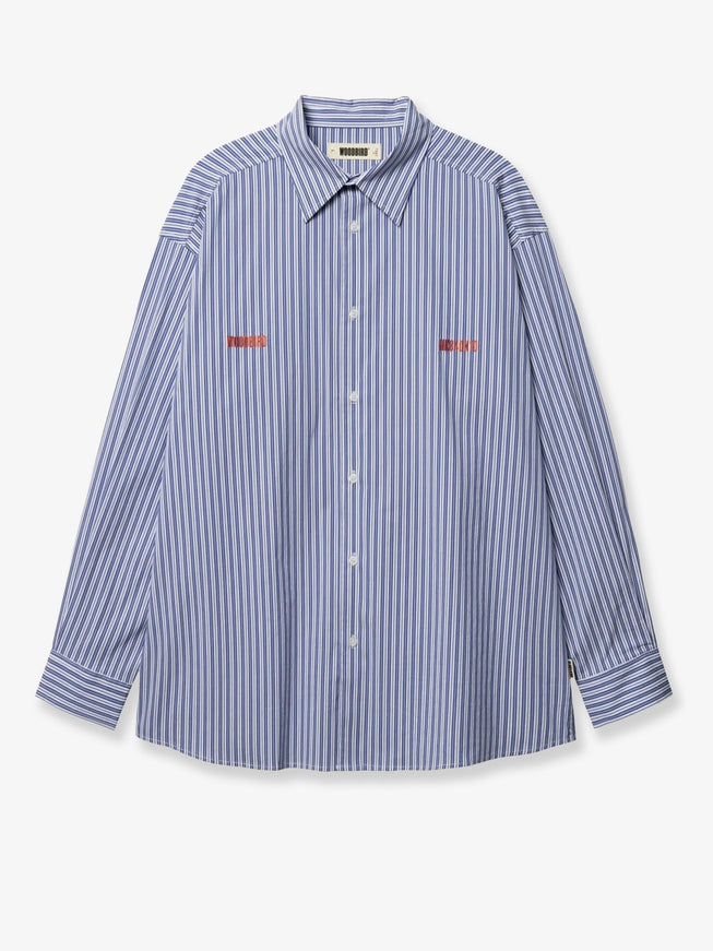 Woodbird Brooks Lion Cotton Blend Shirt Lightblue