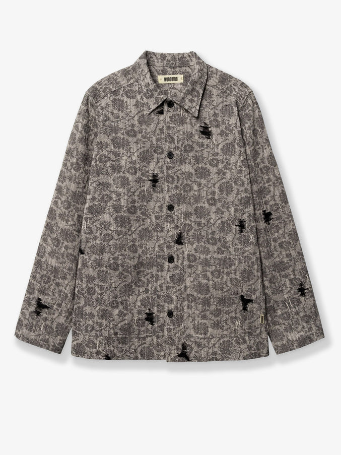 Woodbird Shirt Jacket With Melange Inlay Black Grey