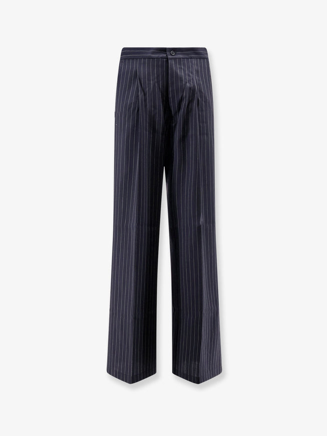 Y-81 Cotton Trousers With Pinstripe Pattern Black