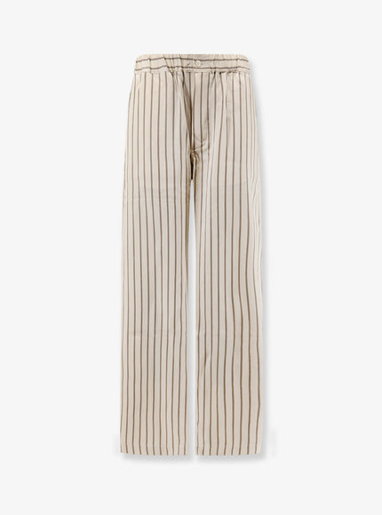 Y-81 Viscose Trousers With Striped Pattern Beigebrown