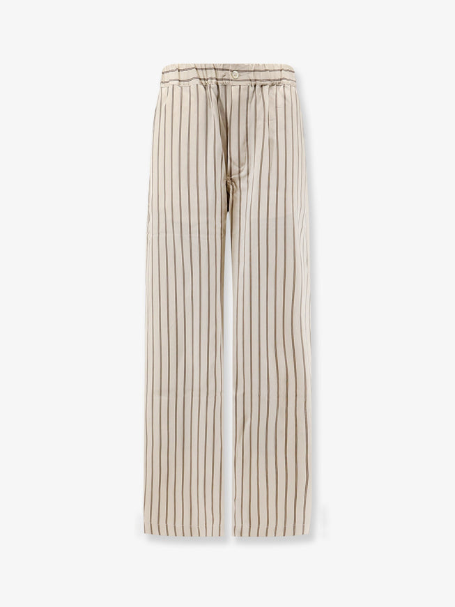Y-81 Viscose Trousers With Striped Pattern Beigebrown