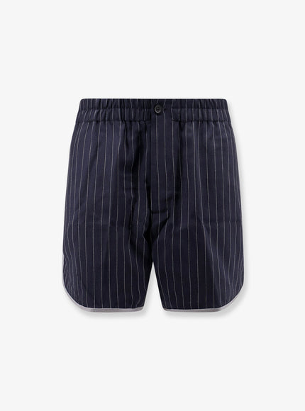 Y-81 Virgin Wool Blend Shorts With Striped Pattern Bluenavy