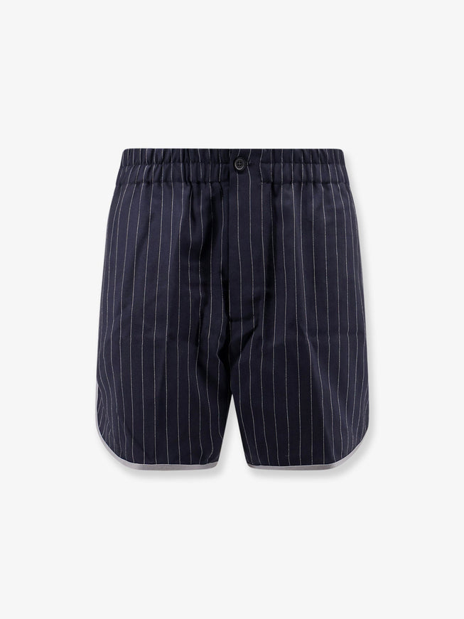 Y-81 Virgin Wool Blend Shorts With Striped Pattern Bluenavy