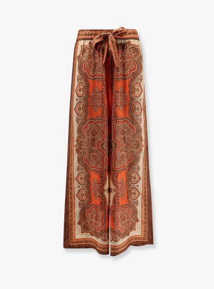 Zimmermann Mahon Silk Trousers With Paisley Print Tapestry Multi