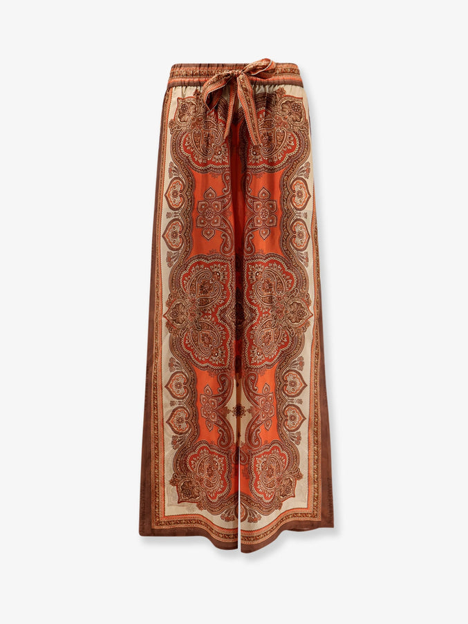 Zimmermann Mahon Silk Trousers With Paisley Print Tapestry Multi