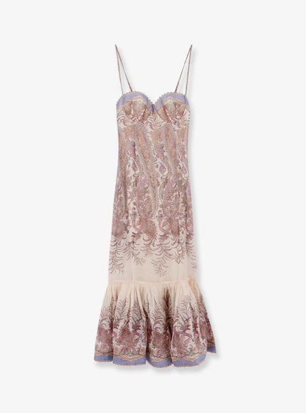 Zimmermann Alchemy Gown Linen And Silk Dress Creampaisley