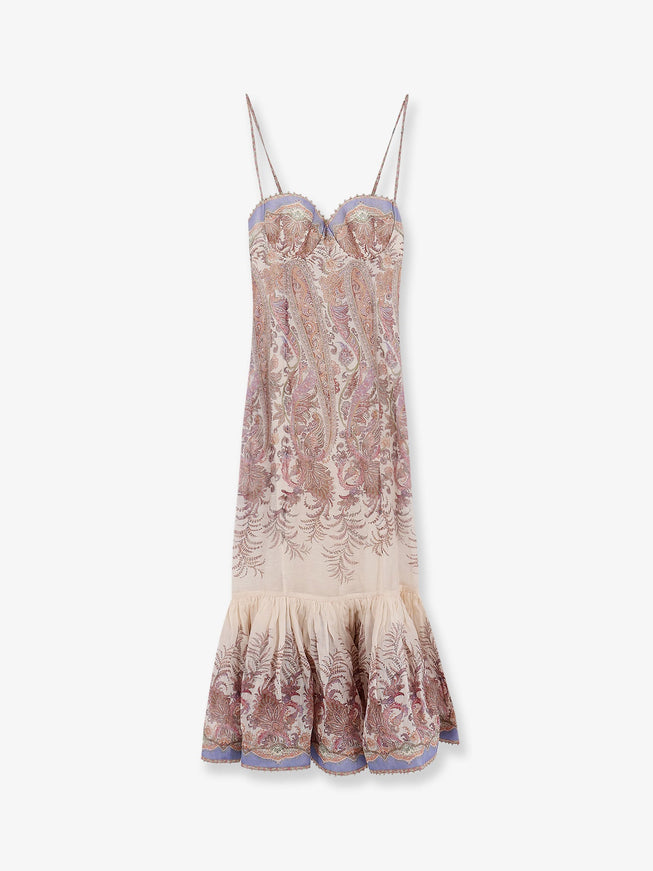 Zimmermann Alchemy Gown Linen And Silk Dress Creampaisley