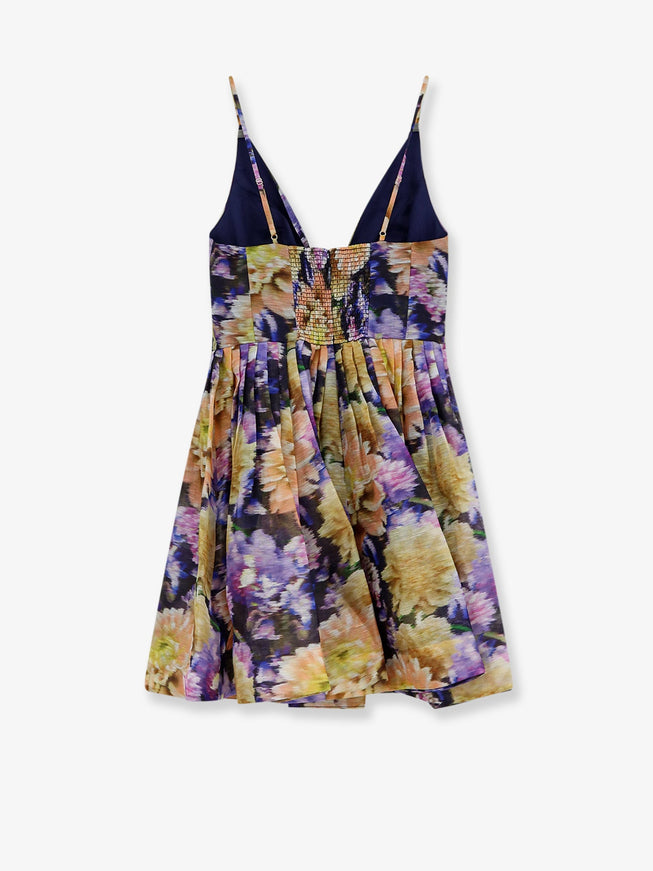Zimmermann Luna Silk And Linen Blend Dress With All-Over Floral Print