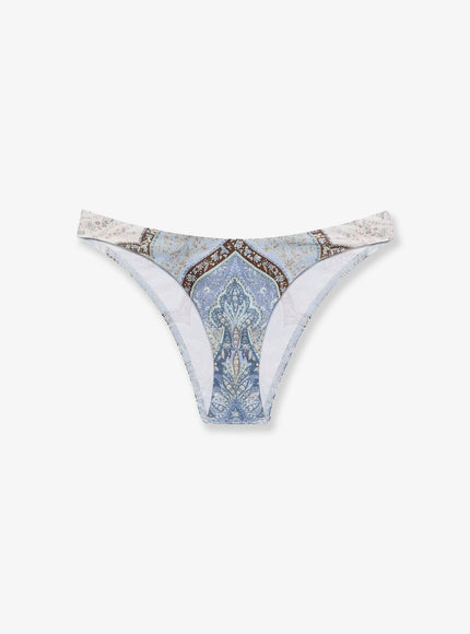 Zimmermann Wanderlust Scoop Lycra Bikini Bottom Tapestry Blue Multi