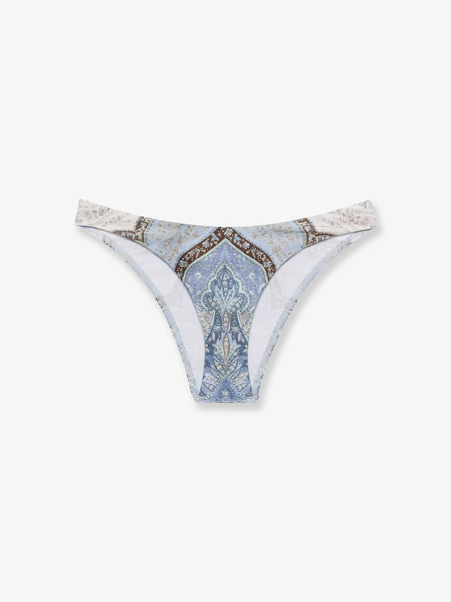 Zimmermann Wanderlust Scoop Lycra Bikini Bottom Tapestry Blue Multi