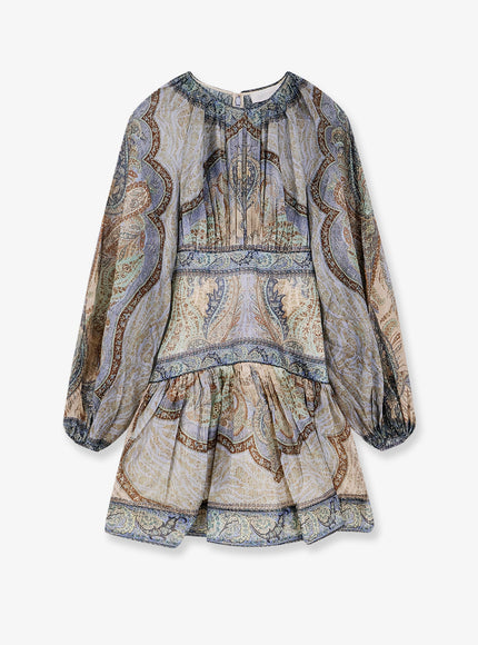 Zimmermann Wanderlust Cotton And Silk Mini Dress Tapestry Blue Multi