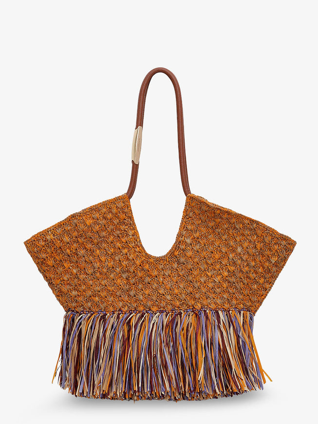 Zimmermann Golden Time Rafia Shoulder Bag With Fringe Uni Marrone