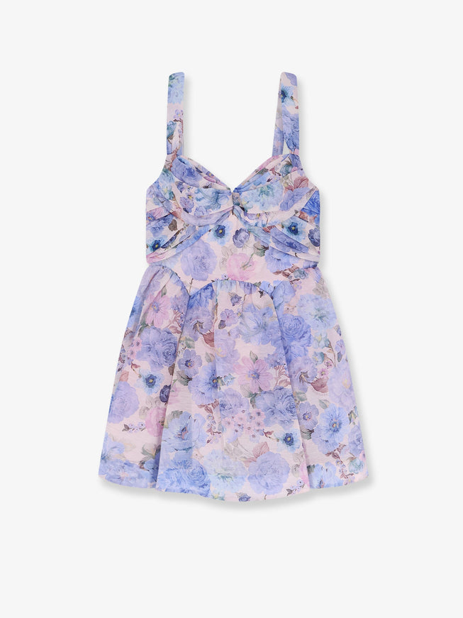 Zimmermann Rebellion Drape Linen And Silk Mini Dress Sky Bloom