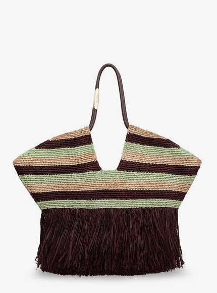 Zimmermann Golden Time Rafia Shoulder Bag With Fringe Uni Bronze