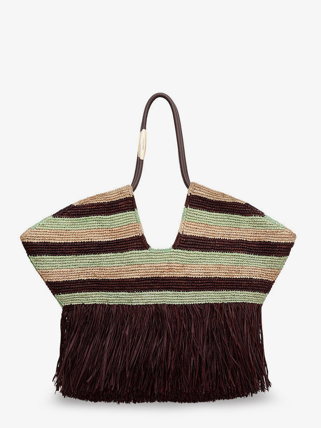 Zimmermann Golden Time Rafia Shoulder Bag With Fringe Uni Bronze
