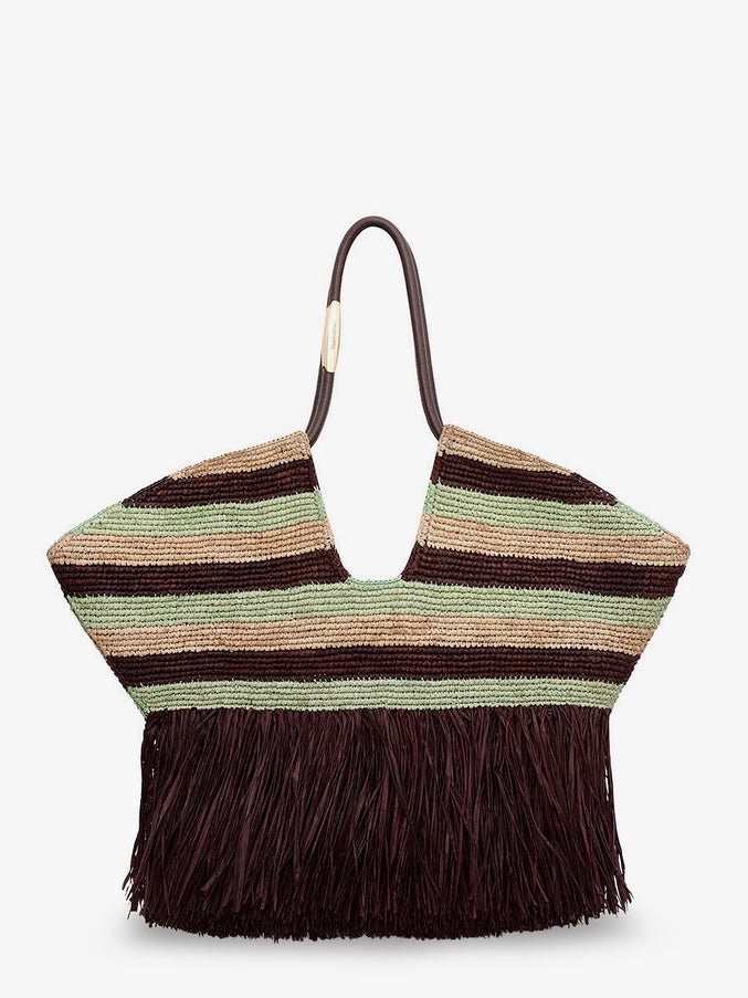 Zimmermann Golden Time Rafia Shoulder Bag With Fringe Uni Bronze