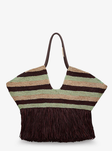 Zimmermann Golden Time Rafia Shoulder Bag With Fringe