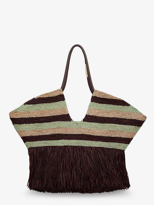 Zimmermann Golden Time Rafia Shoulder Bag With Fringe