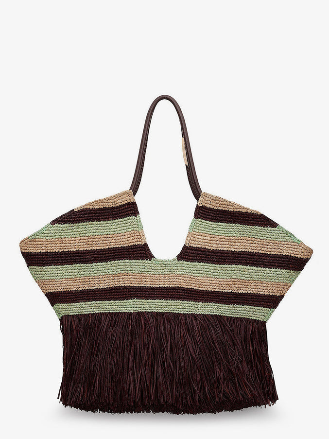 Zimmermann Golden Time Rafia Shoulder Bag With Fringe