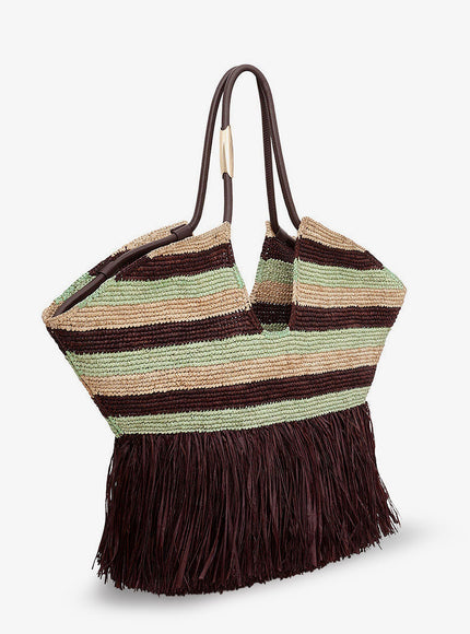 Zimmermann Golden Time Rafia Shoulder Bag With Fringe