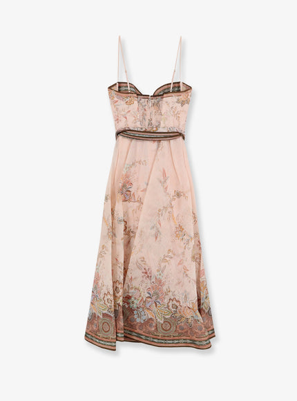 Zimmermann Alchemy Silk And Linen Blend Midi Dress With All-Over Floral Print