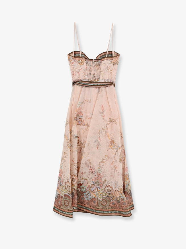 Zimmermann Alchemy Silk And Linen Blend Midi Dress With All-Over Floral Print