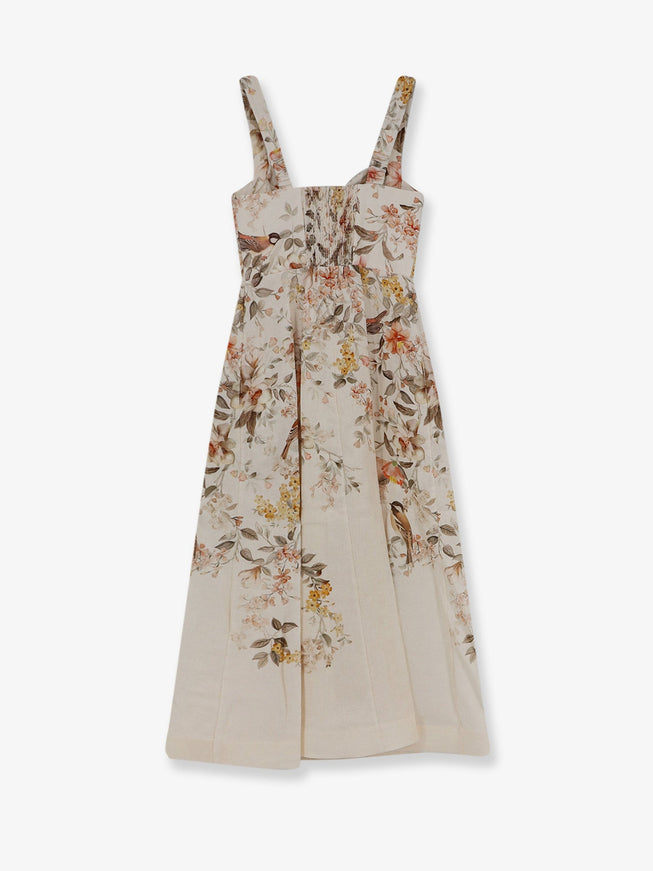 Zimmermann Luna Linen Midi Dress With All-Over Floral Print