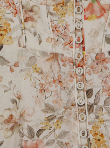 Zimmermann Luna Linen Midi Dress With All-Over Floral Print
