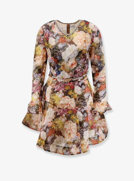 Zimmermann Alchemy Linen And Silk Dress Rosette