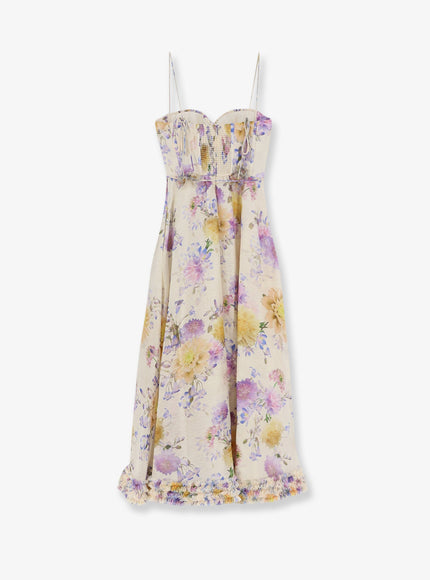 Zimmermann Luna Silk And Linen Blend Midi Dress